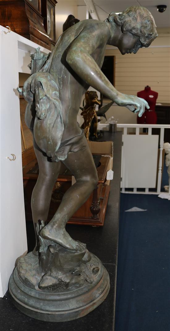 Eugene Quinton (d.1892). A 19th century French F. Barbedienne bronze figure of a classical archer, H.29in.